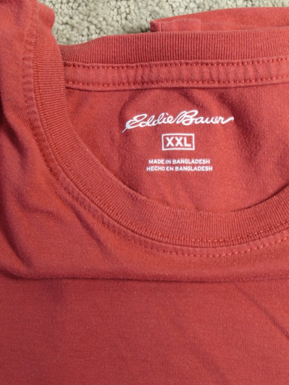 Set of 2 Eddie Bauer Size XXL Salmon Colored Cotton Blend SS Crew Neck T-Shirts - Picture 4 of 8